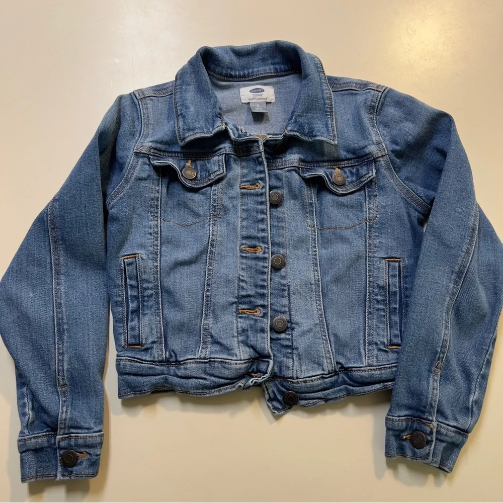 Old Navy Children Med Wash Blue Denim Stretch Cotton Blend Jean Jacket Size M/8